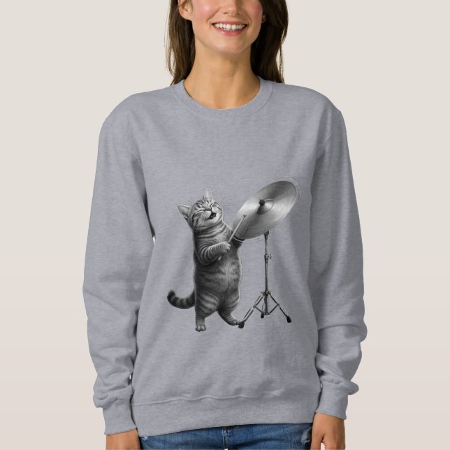 Cute cat Music Lover gift_Funny Cat Rock Band  T Shirt (Framsida)