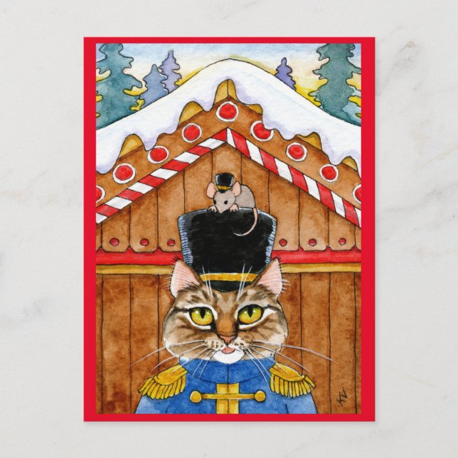 Cute cat, musknötsgingerbrödvykort vykort (Framsida)