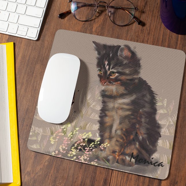 Cute Cat Musmatta (mouse pad with cat and butterfly.)