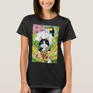 Cute Cat-musslor, orchid djungel T-skjorta T Shirt