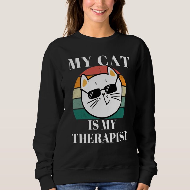 Cute Cat My Cat is My Therapist T Shirt (Framsida)