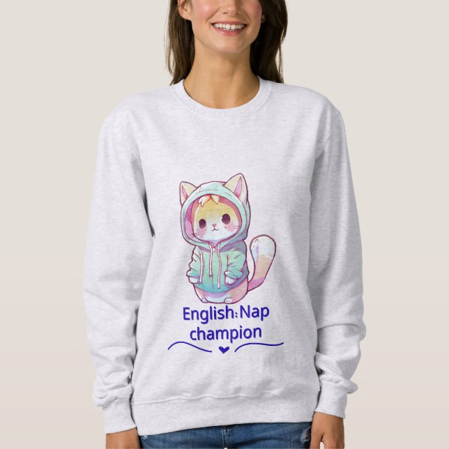 Cute Cat Nap Champion Too T-Shirt (Framsida)