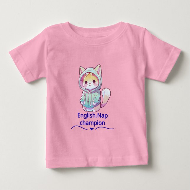 Cute Cat Nap Champion Too T-Shirt (Framsida)