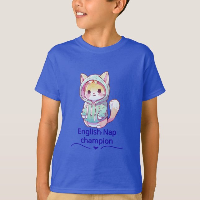 Cute Cat Nap Champion Too T-Shirt (Framsida)