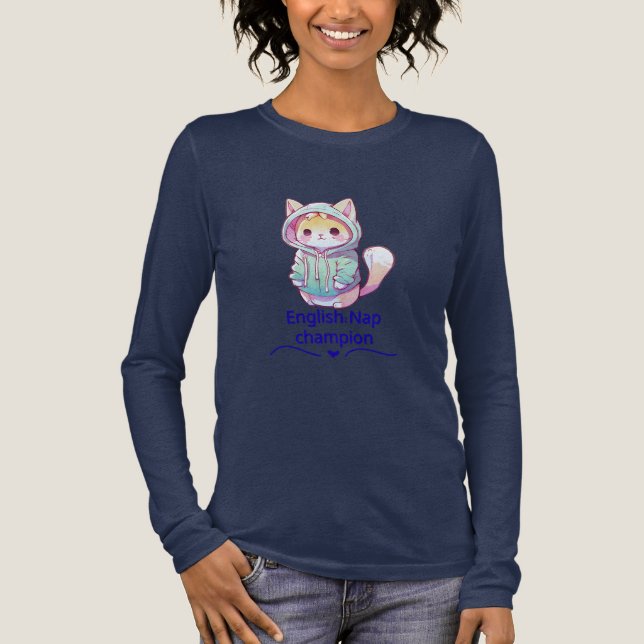 Cute Cat Nap Champion Too T-Shirt (Framsida)
