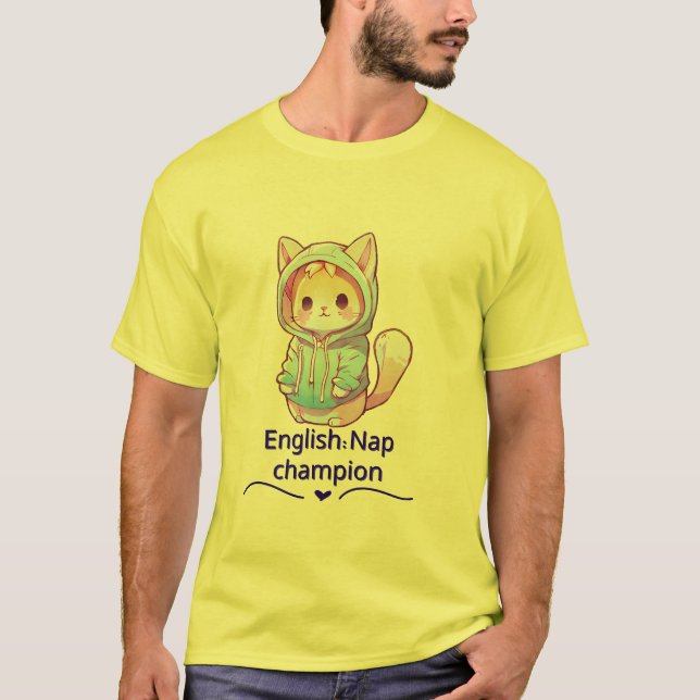 Cute Cat Nap Champion Too T-Shirt (Framsida)