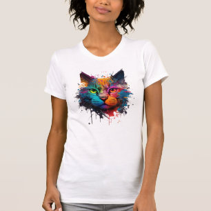 Cute Cat Neon Bläck Stänk T Shirt