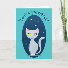 Cute Cat night himlar Tecknad Den vackra texten An Kort