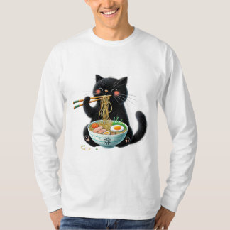 Cute cat njöt av en hett skål av nomme t shirt
