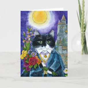 Cute cat Nosferatu Dracula Vampire Halloween-kort Helgkort