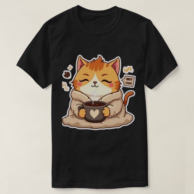 Cute Cat "Not Cake" Coffee Lover T Shirt (Design framsida)