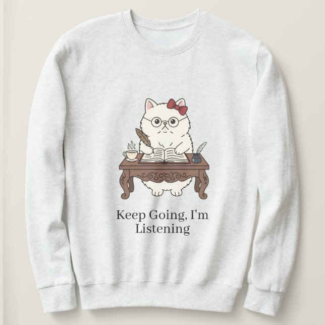 Cute Cat Note Taker Glasses Bow Writing Design T Shirt (Design framsida)