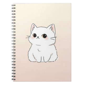 Cute Cat Notebook - Minimalialist Pastel Cover Des Anteckningsbok