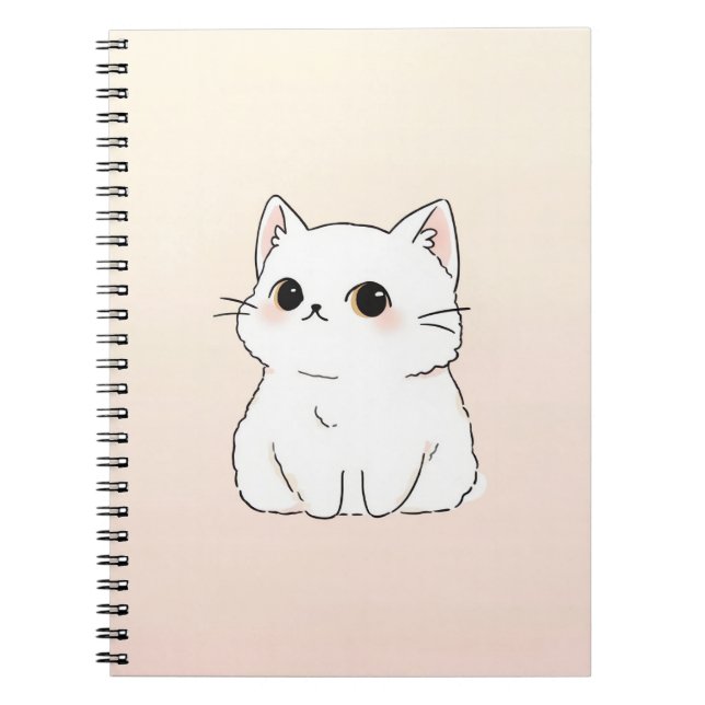 Cute Cat Notebook - Minimalialist Pastel Cover Des Anteckningsbok (Framsidan)