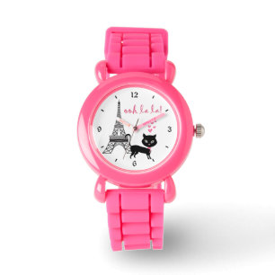 Cute Cat och Eiffel Torn Paris, Frankrike Oh La La Armbandsur