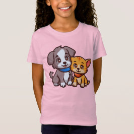 Cute Cat och Hund för djur älskare T Shirt