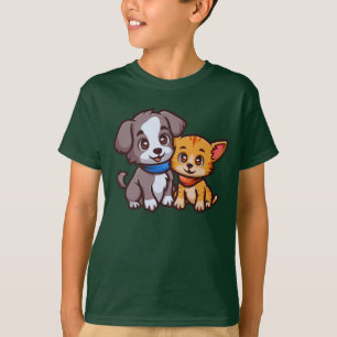 Cute Cat och Hund för djur älskare T Shirt