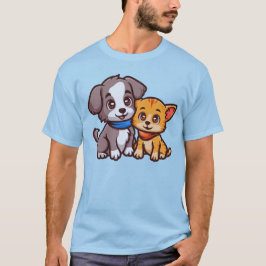 Cute Cat och Hund för djur älskare T Shirt