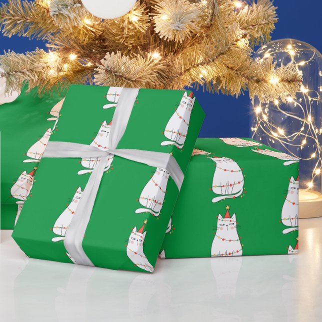 Cute Cat och jul Ljus Presentpapper (Helgdagar)