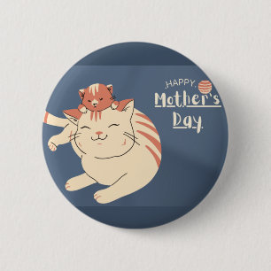 Cute Cat och Kitten lycklig Mors dag Knapp