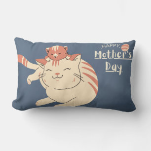 Cute Cat och Kitten lycklig Mors dag Lumbarkudde