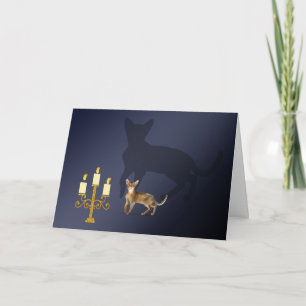 Cute Cat och Large Shadow Halloween Card Tack Kort