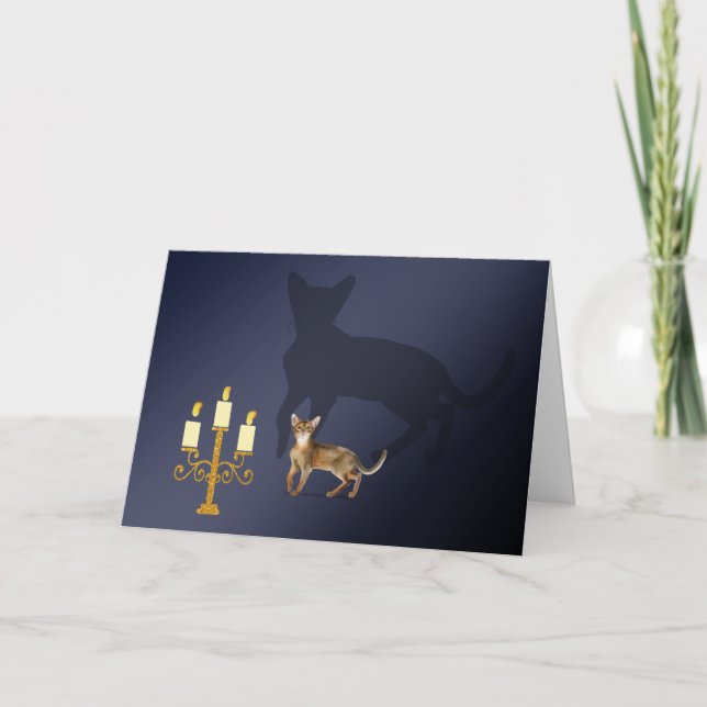 Cute Cat och Large Shadow Halloween Card Tack Kort (Framsida)