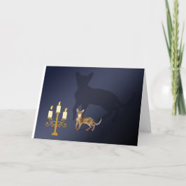 Cute Cat och Large Shadow Halloween Card Tack Kort