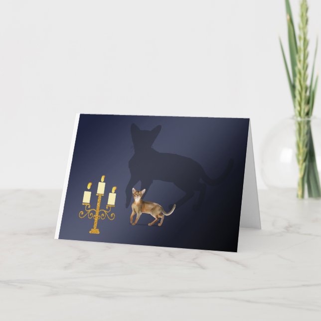 Cute Cat och Large Shadow Halloween Card Tack Kort (Framsida)