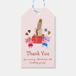 Cute cat och presenter| Rosa Födelsedagsfest Presentetikett
