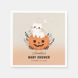Cute Cat och Pumpkin Halloween Baby Shower Pappersservett