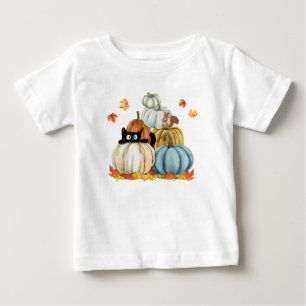 Cute Cat och Pumpkins Halloween och Thanksgiving T Shirt