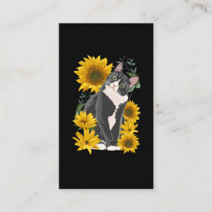 Cute Cat och Sunblommor Garden Kattdjur Kärlek Visitkort