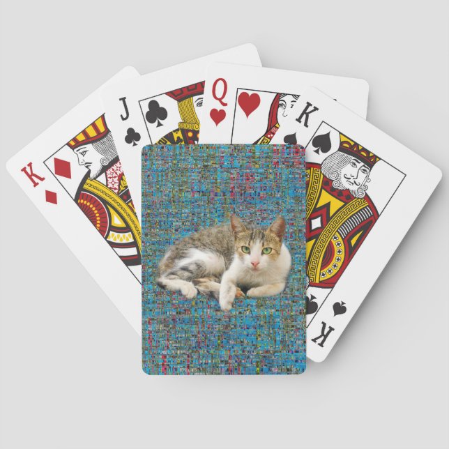 Cute cat on abstract background casinokort (Baksidan)