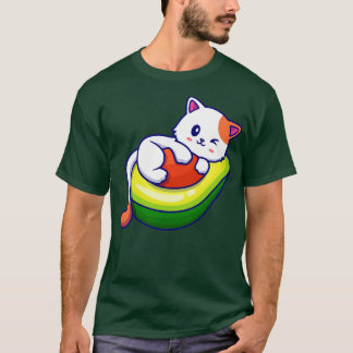 Cute Cat on Avocado Fruit Tecknad T Shirt