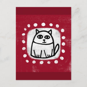 Cute Cat on Red-vykort Vykort