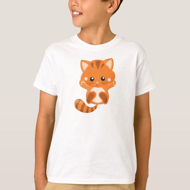 Cute Cat, Orange Cat, Little Cat, Kattunge, Kitten T Shirt (Framsida)
