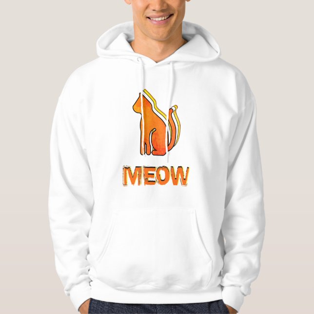 Cute Cat, Orange & Gult Animal, Abstrakt Pop Art Hoodie (Framsida)