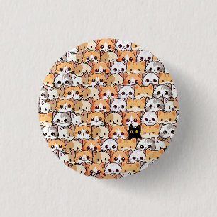 Cute cat orange kitten pet Seamless Mönster Knapp