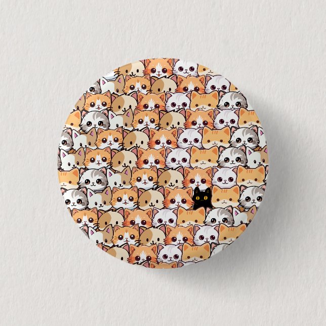 Cute cat orange kitten pet Seamless Mönster Knapp (Framsida)