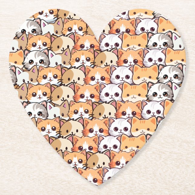 Cute cat orange kitten pet Seamless Mönster Underlägg Papper (Framsida)