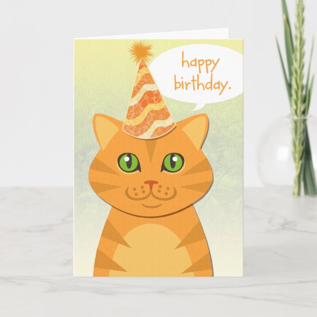 Cute Cat Orange Tabby Grattis på födelsedagen-kort Kort (Framsida)