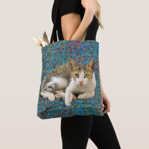 Cute cat på abstraktens bakgrund tygkasse