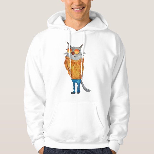 Cute Cat på glas med orange av sötningsmedel och b Hoodie (Framsida)