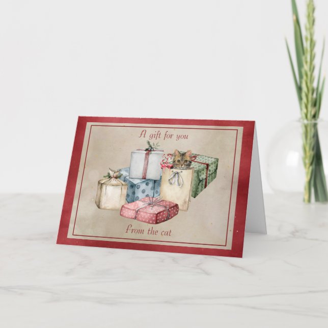 Cute Cat på jul Paket Helgkort (Framsida)
