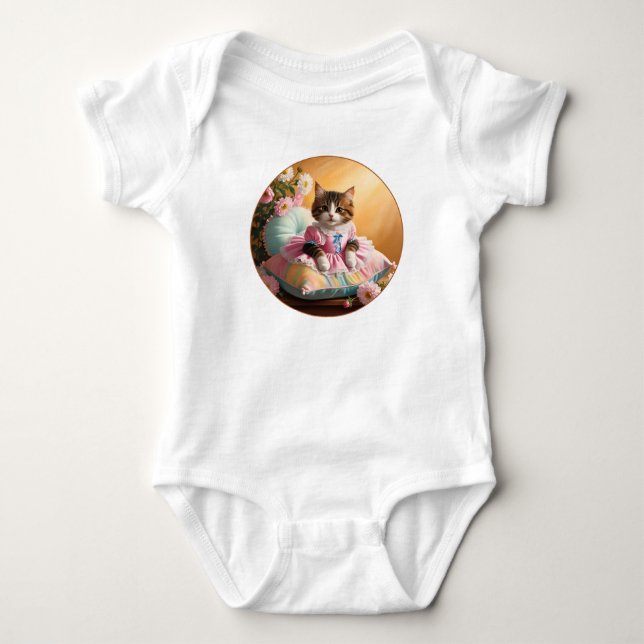 Cute Cat på sängen T Shirt (Framsida)