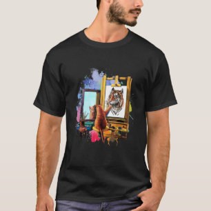 Cute Cat Painting Lejon Artistic Animal T Shirt