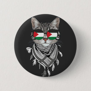 Cute Cat Palestine Flagga Glass Keffiyeh scarf Knapp