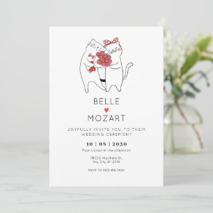 Cute cat par bröllop inbjudningar