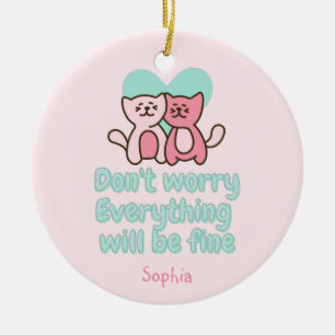 Cute Cat-par och uppmuntrande pastel Julgransprydnad Keramik